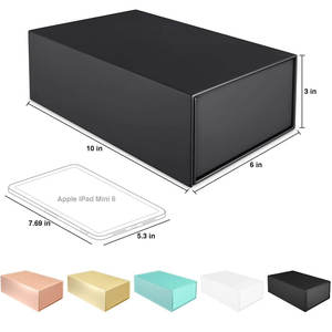 Boîte cadeau noire avec couvercle à fermeture magnétique 10" X 6" X 3" Boîte cadeau pour cadeaux, luxe pour emballage cadeau, boîte cadeau pour demoiselles d'honneur - Product Image 2