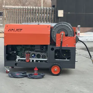 آلة تنظيف مجاري ديزل بأربع أسطوانات 6525رطل لكل بوصة مربعة 36رطل لكل دقيقة من Amjet مع نظام تشغيل عن بعد