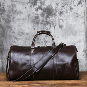 Sac de voyage rétro en cuir véritable pour hommes Sac de sport de grande capacité Week-end Bagages de nuit Sac de voyage pour hommes - Product Image 1