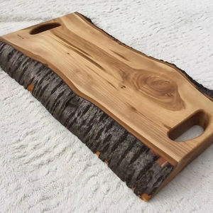 ORGANISER FARMOUSE Plateau de service rond en bois d'acacia pour la cuisine, la maison ou l'hôtel Vaisselle de style classique pour la fête ou la nourriture Ser - Product Image 1