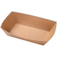 Plateau en papier jetable en forme de bateau, prix d'usine, étanche et résistant à l'huile, boîte en papier kraft pour plats à emporter rapides