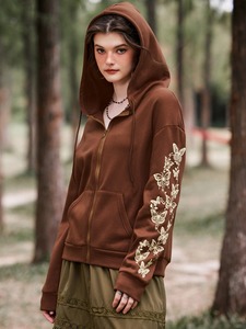 Sudadera con Capucha de Invierno para Mujer, Diseño Nuevo, Talla Grande, Manga Larga, Informal, con Cremallera Completa, Secado Rápido, 100% Algodón, a la Moda - Product Image 6