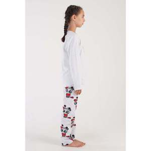 KIZ COCUK 2IPLIK O YAKA UZUN KOL ETEGI OVAL PIJAMA TAKIM(9-10/15-16) - สีเทาผสมสี - สีเทาผสมสี - Product Image 2