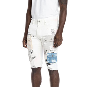 Short en jean personnalisé avec strass pour hommes Short en jean élégant orné-Short streetwear de qualité supérieure pour hommes - Product Image 3