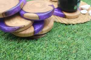 Dessous de table en bois et résine, pièces d'art fonctionnelles avec des motifs accrocheurs, sous-verres en pierre tendance de style moderne - Product Image 2