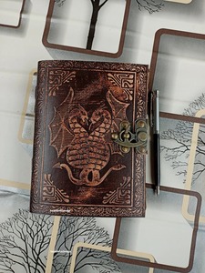 Doble dragón A5 Vintage cuero diario personalizable Logo elegante cubierta suave espiral organizador sillín costura Encuadernación perfecta - Product Image 3