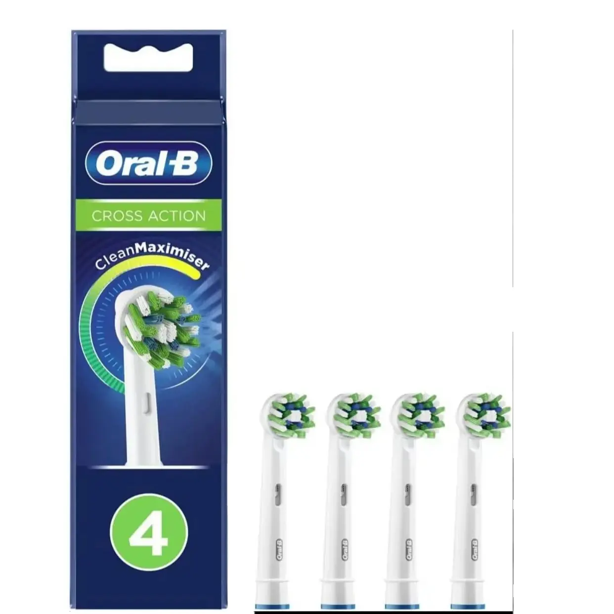 Orale-B Cross Action Elektrische Tandenborstel Head Cleanximizer-Technologie, Schuine Borstelharen Voor Diepere Tandplak Verwijderen, Verpakking Van 4