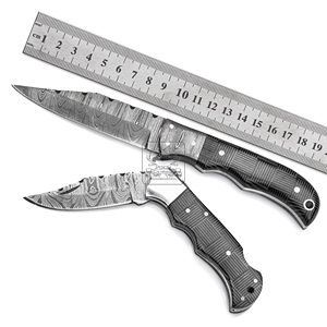 Juego de cuchillos de acero de Damasco personalizados, caja OEM de grado Industrial, mango de Micarta tejido, Funda de cuero Premium para caza al aire libre coleccionable - Product Image 2