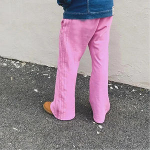 Pantalon de survêtement rose double taille décontracté pour hommes du fabricant 100% Pantalon de survêtement évasé à jambes larges et à rayures de haute qualité pour hommes - Product Image 4
