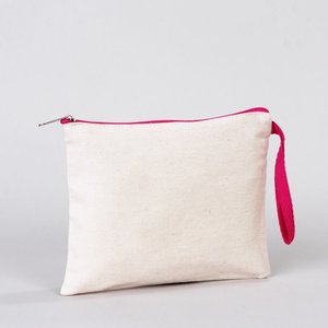 Fuchsia Zippered Cotton Pouch 8x6 Holographic <b>Makeup</b> Organizer Bag Custom Logo Durable Clutch Bag <b>for</b> Cosmetic <b>Storage</b> - Product Image 2