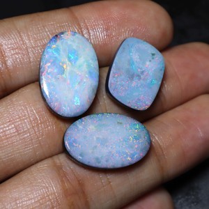 34 Carat Lot Natural Australian Opal Doublet Cabochon Multi <b>Fire</b> Handmade High Quality Available - Product Image 4