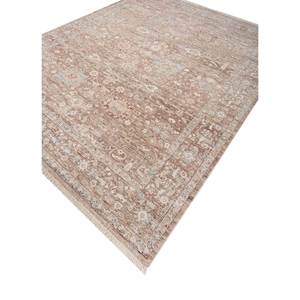 พรมขนสัตว์ถักมือสีเบจและสีน้ำตาลลายดอกไม้สำหรับตกแต่งห้องนั่งเล่น พรมรูปสี่เหลี่ยมผืนผ้าสำหรับทางเดิน-EA-1527 - Product Image 2