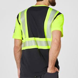 Camiseta de trabajo para hombre con bolsillo con cremallera en la manga y rayas reflectantes Polo de seguridad - Product Image 3