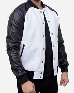 Tout nouveau grande taille hommes Logo personnalisé broderie noir coupe-vent en cuir manches CollegeBaseballjacket pour hommes livraison DDP - Product Image 3