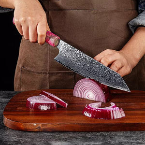 Cuchillo de chef de cocina de Damasco, gran oferta, mango de resina de 13 pulgadas de alta calidad con cubierta de cuero. - Product Image 3