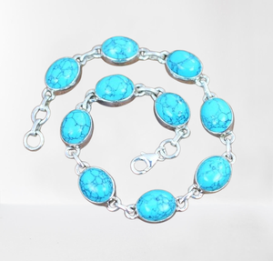 925 Sterling Silver Spinner Turquoise <b>Adjustable</b> <b>Bracelet</b> Gemstone Blue December Birthstone Handmade Jewelry Gift for Birthday - Product Image 1