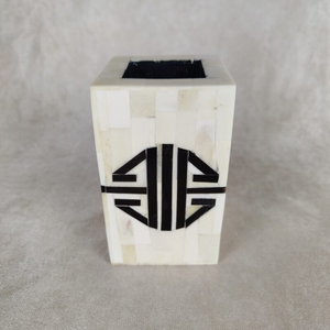 Porte-stylo carré Art Déco unique en os, design incrusté d'os, réglable, ensemble multi-pièces par Saniya Handicraft - Product Image 1