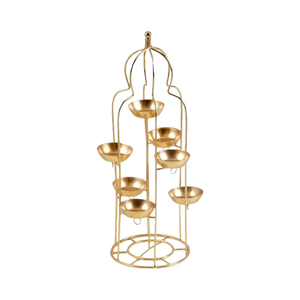 Support de bougies chauffe-plat en métal doré fait main, durable, à plusieurs niveaux, pour centres de table de mariage, décoration de luxe pour la maison, style Diya festif - Product Image 1