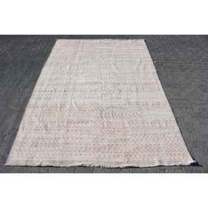 Alfombra Vintage, Alfombra Turca Extra Grande de 7.8x11.4 pies, Alfombra de Lana Blanca Abstracta - Product Image 1