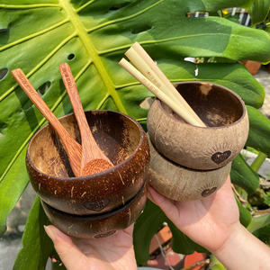 Juego de cuencos y cucharas de cáscara de coco con logotipo personalizado al por mayor, cuenco de cáscara de coco pulido para regalos de empresa - Product Image 3