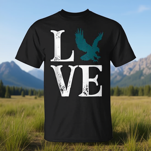T-shirt inspirant Love Eagles Flying Bird, noir, unisexe, taille adulte - Product Image 3
