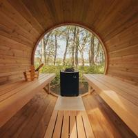 Sauna de Cedro rojo canadiense, sauna de spa con ventana panorámica, exterior de Finlandia