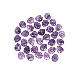 5ชิ้นธรรมชาติ CHAROITE 12X10MM ลูกแพร์ CABOCHON 23.45CTS พลอยหลวม - Product Image 2