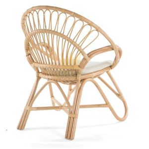 Fauteuil à boucle en rotin rond moderne avec coussin de siège chaise haute pour bébé pour salle à manger cuisine salon extérieur utilisation dans le parc - Product Image 3