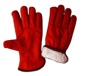 Full White Fleece Lining Cold Resistant Cowhide Grain Leather <b>Driver</b> <b>Gloves</b> Quality Leather Industrial Safety Protection <b>Gloves</b> - Product Image 2