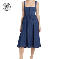 Robe en jean décontractée et tendance pour femme, style boutique western sans manches, sur mesure pour l'été, vente en gros