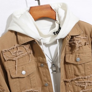 Veste en gros de haute qualité pour hommes Personnaliser les vestes en denim de coton biologique pour hommes Jeans à capuche délavés décontractés Vestes pour hommes - Product Image 3