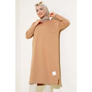Túnica Básica Larga Bordada Camel - Product Image 3