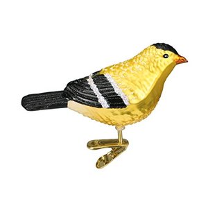 Ornement d'oiseau pinson en verre fait main, taille moyenne, à suspendre, décoration traditionnelle pour arbre de Noël - Product Image 1