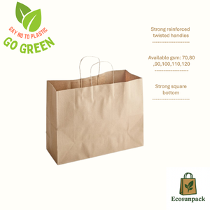 Bolsas de Compra de Papel Kraft Reutilizables, Impermeables, Reciclables, Multiusos, Modernas, Elegantes, Ecológicas, Ligeras y Duraderas de Ecosunpack - Product Image 3