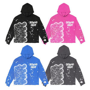 2025 personnalisé top vente hommes sweats à capuche bas quantité minimale de commande en gros hommes bouffée impression sérigraphie sunfade sweats à capuche - Product Image 1