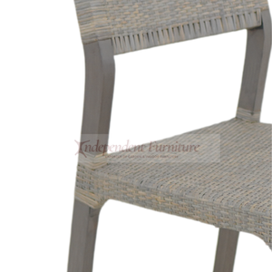 Chaise de salle à manger en rotin gris rustique vintage en gros pour la maison, la salle à manger, l'hôtel, le restaurant, le café, le bistrot, la station balnéaire - Product Image 2
