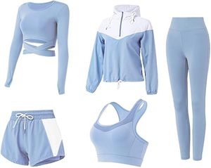 Ensemble de yoga de gymnastique pour femmes de haute qualité couleur unie taille élastique taille moyenne séchage rapide respirant sans couture pour l'entraînement de fitness bas quantité minimale de commande - Product Image 4
