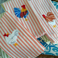 Serviettes de cuisine en coton à motif brodé Lin et coton Tissu culinaire absorbant mélangé Utilitaire écologique décoratif