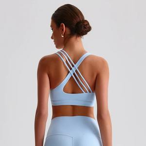 Limitless côtelé sans couture licou soutien-gorge Spandex femme Fitness élastique respirant amélioration du sein loisirs sport sous-vêtements - Product Image 2