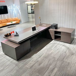 Modern Wooden Executive Office <b>Desk</b> Extendable I Shaped Director Manager <b>Large</b> Computer Table Easy Assembly Office Furniture - Product Image 6