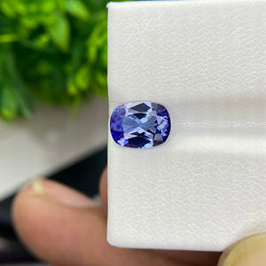 Vente en gros de pierres précieuses bleues de taille coussin en tanzanite naturelle de 8x6mm traitées thermiquement pour la fabrication de bijoux pierres précieuses en vrac - Product Image 1