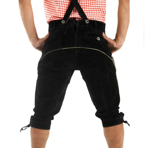 Pantalones Lederhosen Negros de Gamuza hasta la Rodilla Personalizados para Hombre, Pantalones de Cuero Bordados Tradicionales Bávaros para Oktoberfest - Product Image 3