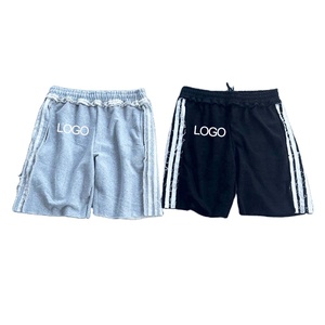 Shorts de jogging vintage en coton molletonné à rayures raglan pour hommes, avec logo personnalisé et broderie, collection 2026 - Product Image 1