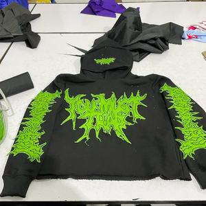 500 Gsm personnalisé Vintage français éponge surdimensionné coton blanc hommes sweats à capuche thermiques sweats lavés à l'acide sweats à capuche en détresse - Product Image 4