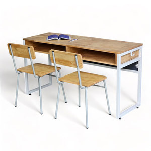 Conjunto de Muebles Escolares: Escritorio de Madera Cómodo para Estudiantes con Cajón (140x50cm) y 2 Sillas, Modelo BGHS007 - Product Image 1