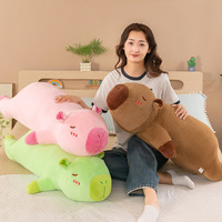 Oreiller en peluche Capybara horizontal, parfait pour les lits des filles, une poupée câline, un long oreiller en peluche, un jouet en peluche idéal comme cadeau d'anniversaire