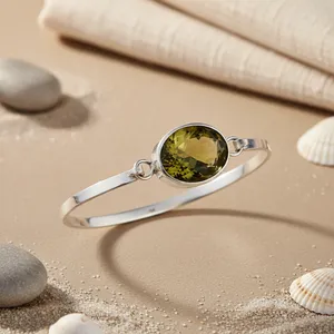 Pulsera de Plata 925 con Citrino, Engaste de Bisel, Cristal Natural, Joyería Clásica para Uso Diario de Mujer - Product Image 2