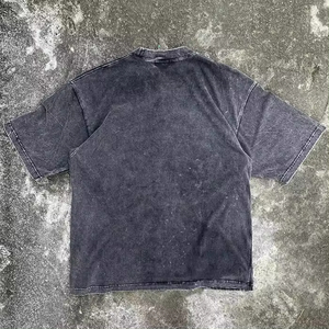 T-shirt vintage de qualité supérieure avec broderie surdimensionnée délavée à l'acide en coton de haute qualité pour hommes - Product Image 6