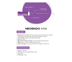 Meilleure vente 2025 Instrument d'endodontie Orikam Healthcare Neoendo K-File- 15 n ° 25 mm 6 limes/paquet - Product Image 5