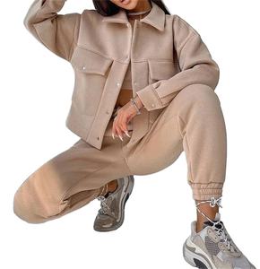 Ensembles de sweatshirts à capuche personnalisés pour femmes, sweats à capuche pour femmes de grande taille, ensemble de sweatshirts à capuche courts avec LOGO personnalisé - Product Image 1